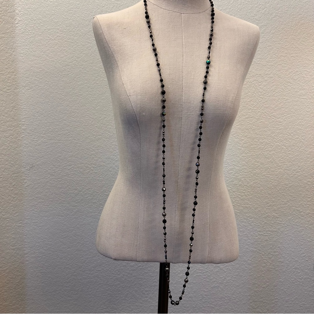 Premier Designs 58” Black Iridescent Beaded Necklace